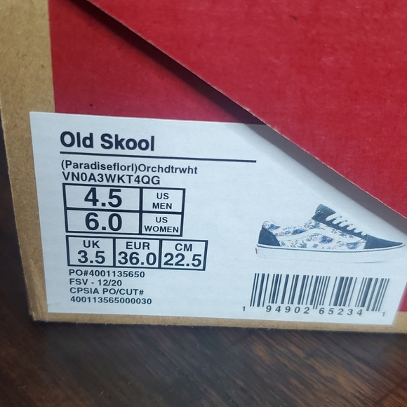 Vans Old Skool Paradise Floral Women Size 6, Men Size 4.5 - Picture 8 of 8